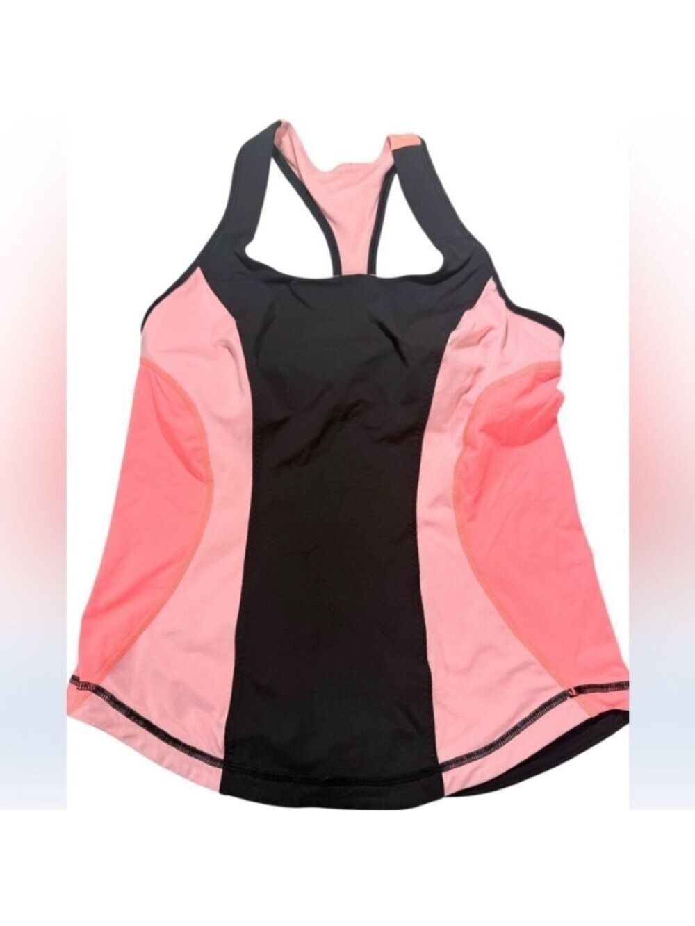 Lululemon Tank Coral Pink/Orange/Black Sz10 Athletic